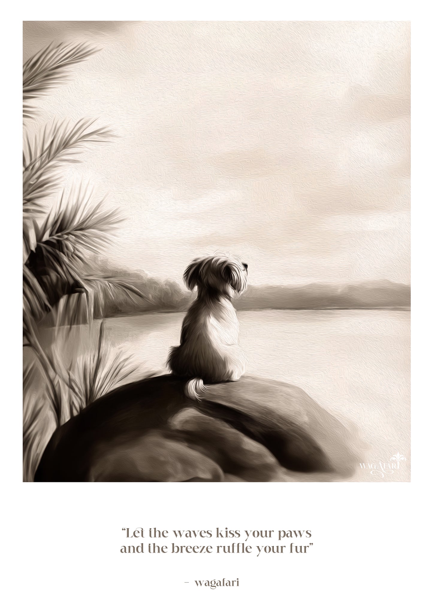 Vintage Travel Quote - 'Let the waves kiss your paws...'