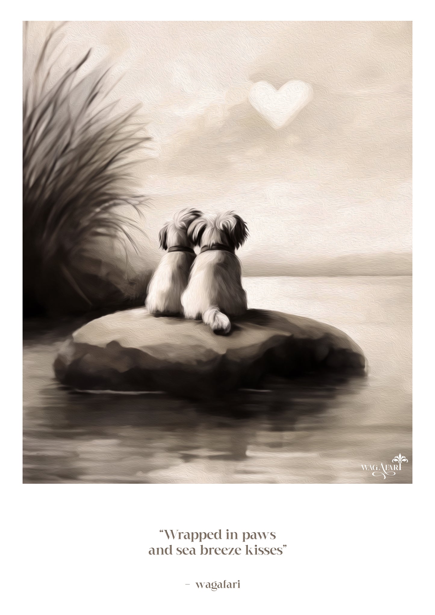 Vintage Travel Quote - 'Wrapped in paws and sea breeze kisses'