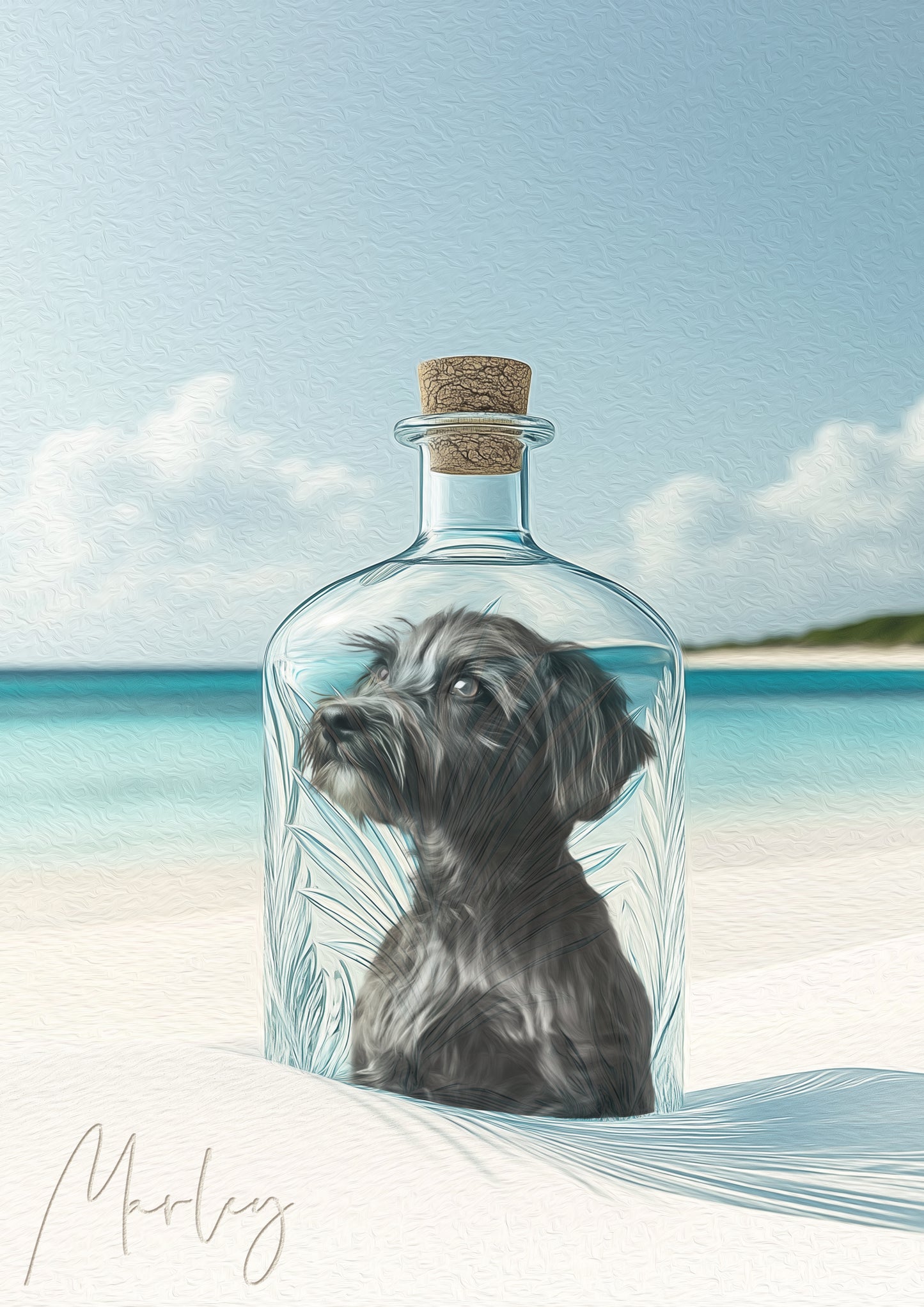 Bottled Memories Custom Dog Portrait - Aqua