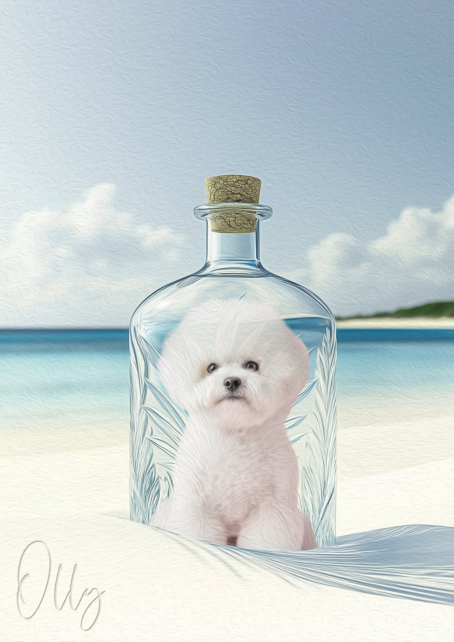 Bottled Memories Custom Dog Portrait - Blue
