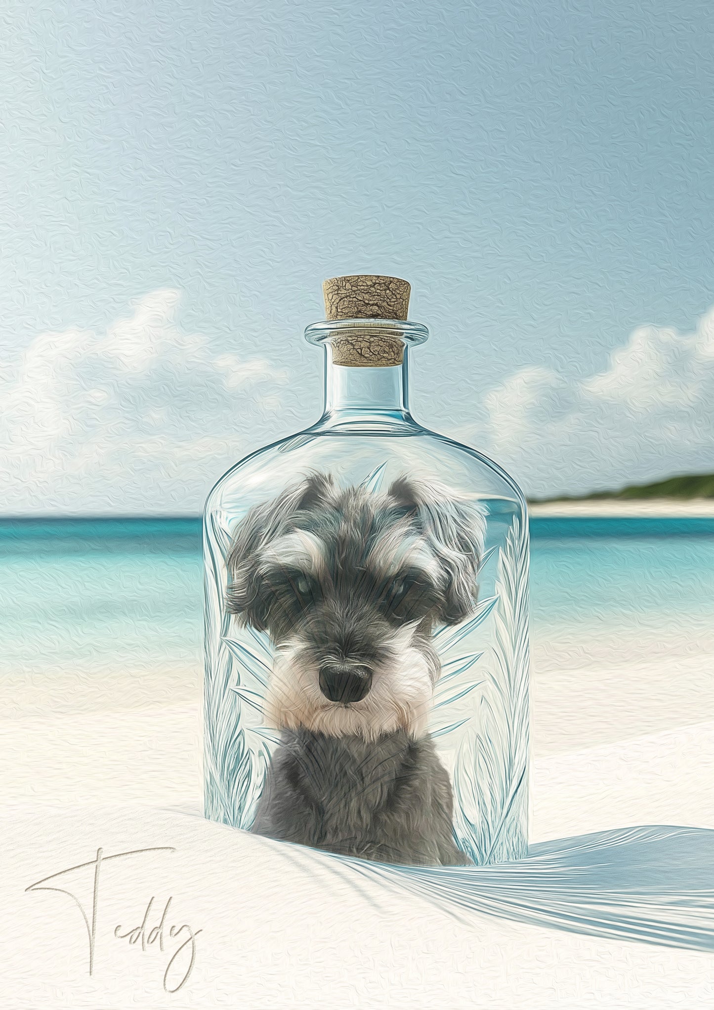 Bottled Memories Custom Dog Portrait - Aqua