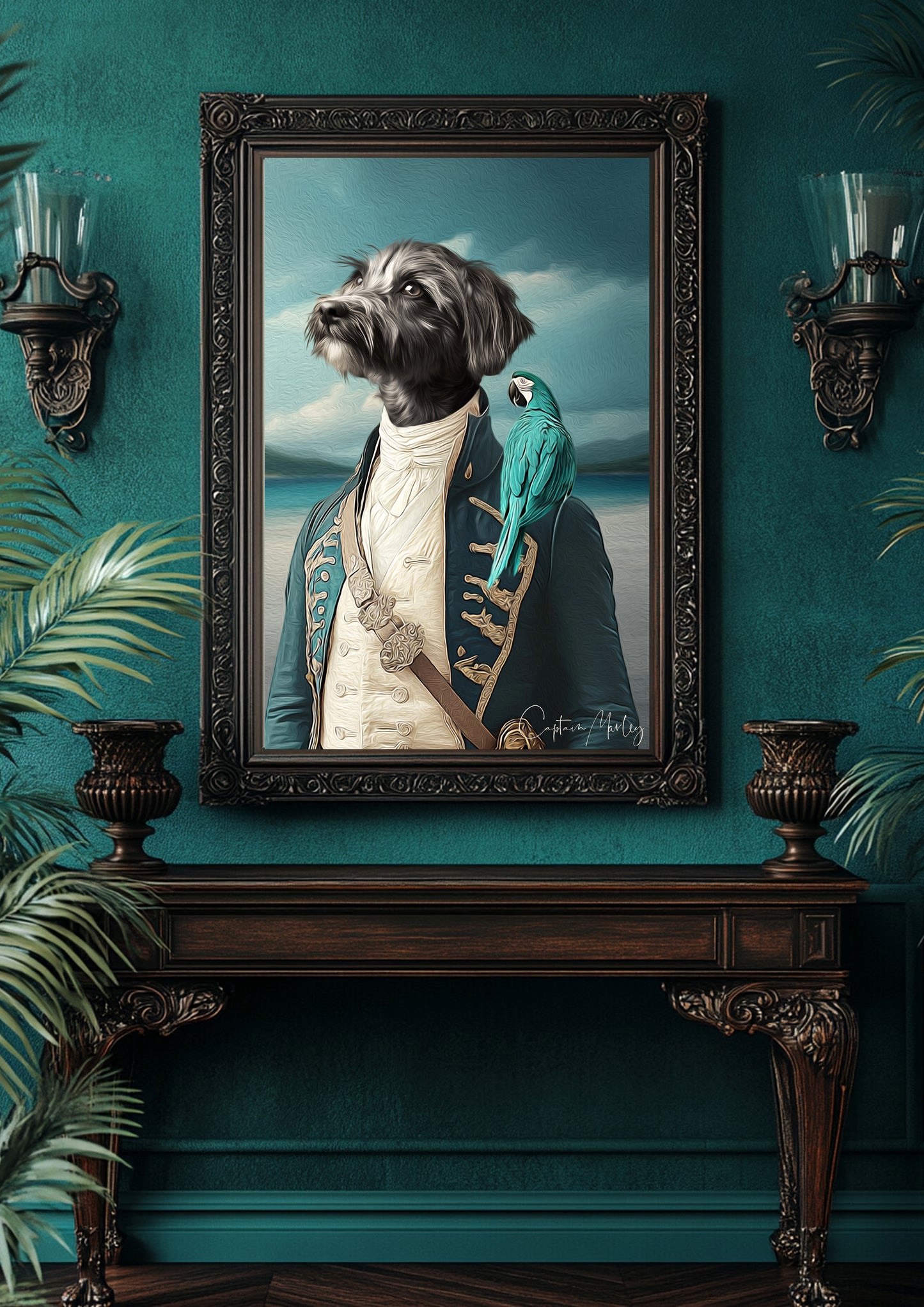 Vintage Custom Dog Portrait - The Barking Buccaneer