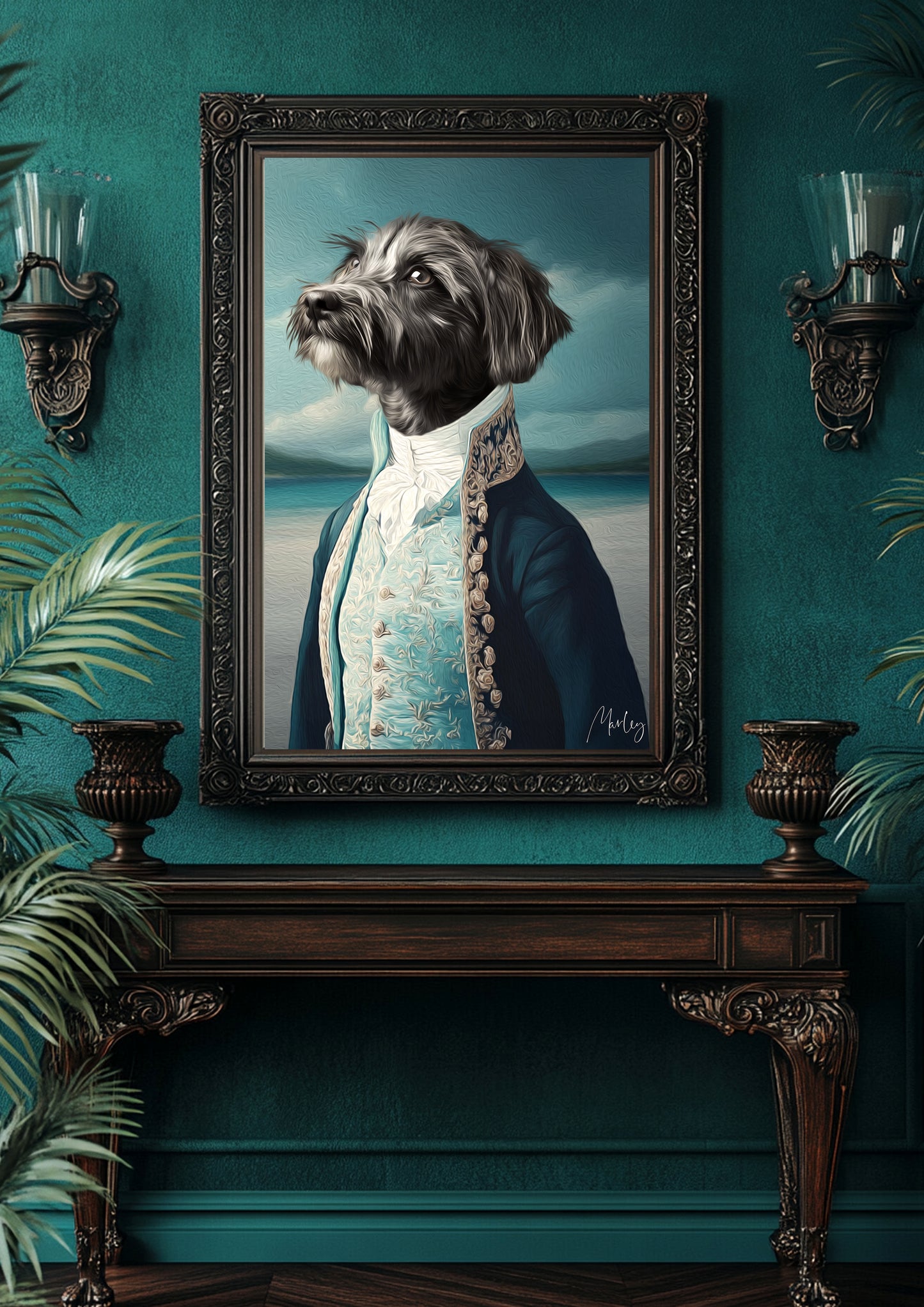 Vintage Custom Dog Portrait - The Noble Hound