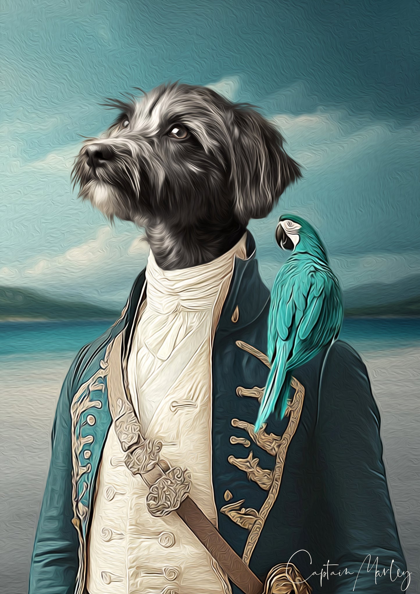 Vintage Custom Dog Portrait - The Barking Buccaneer