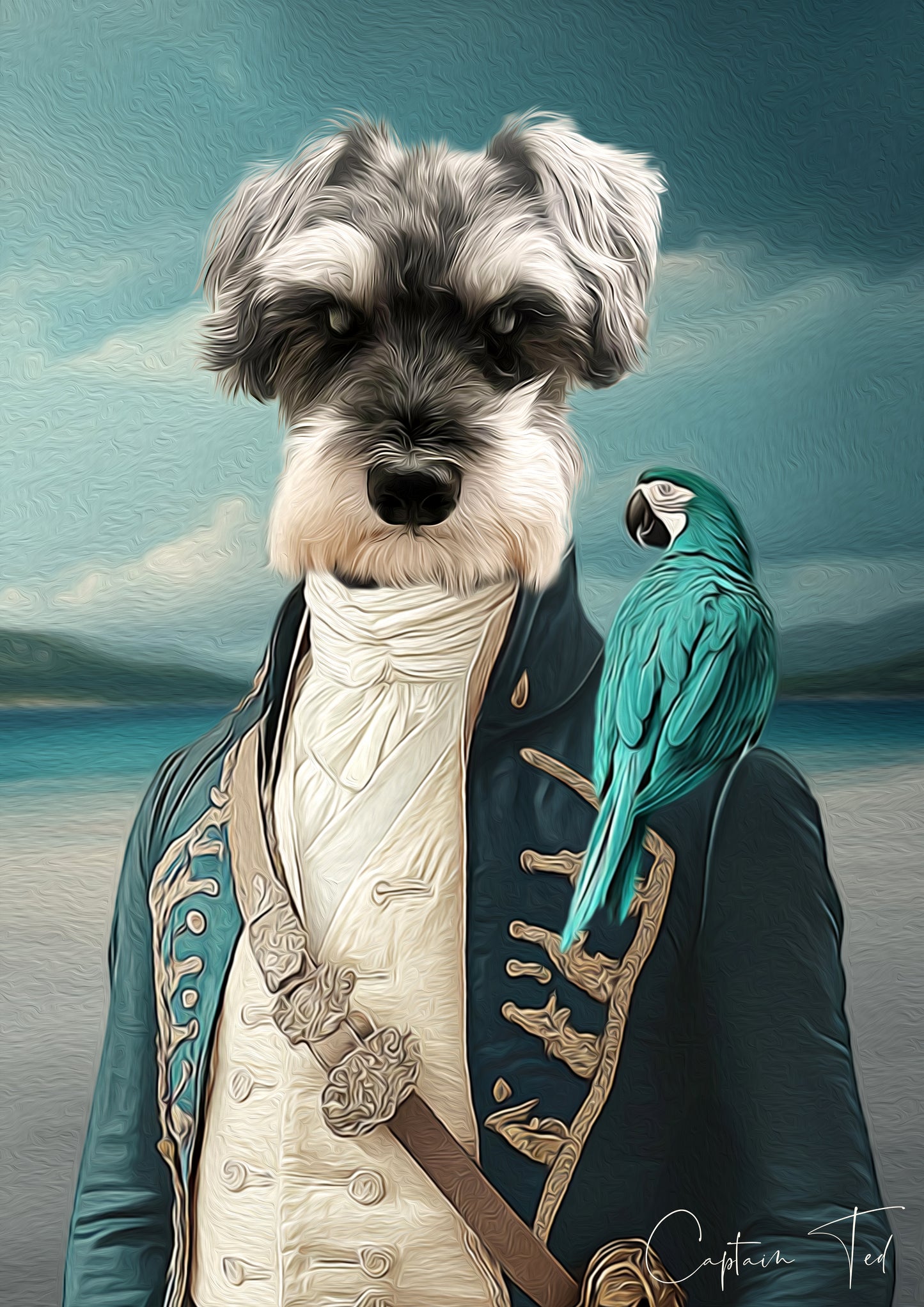 Vintage Custom Dog Portrait - The Barking Buccaneer
