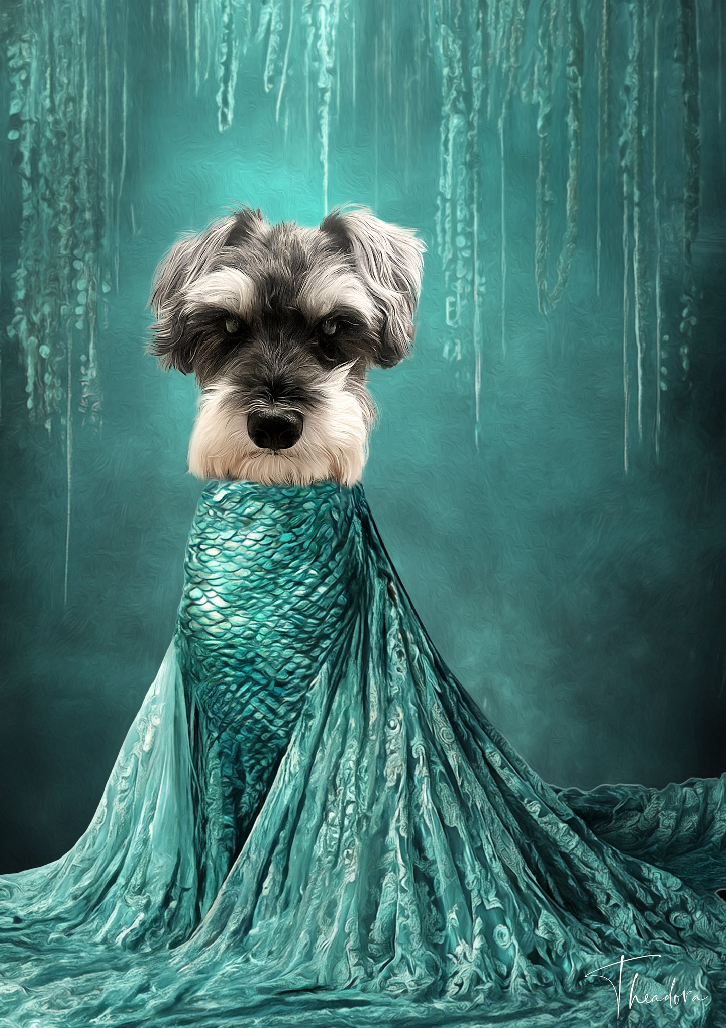 Ocean Disco Custom Dog Portrait - Mermaid