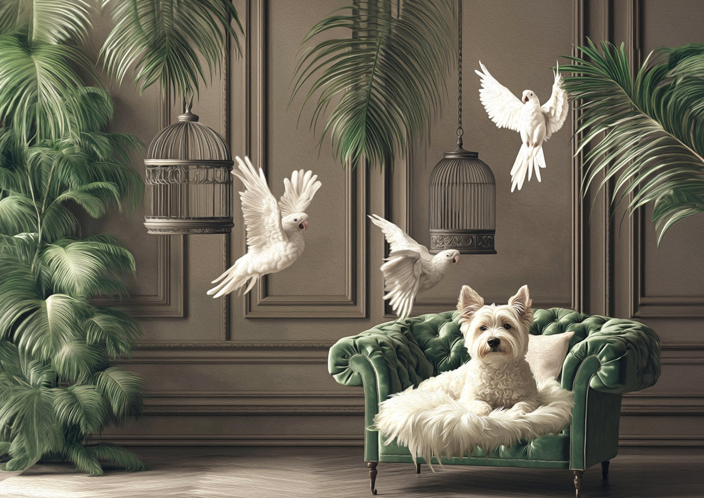 'Serenade in White' - West Highland Terrier Dog Art Print - Digital Download
