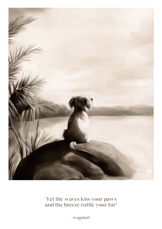 Vintage Travel Quote - 'Let the waves kiss your paws...'