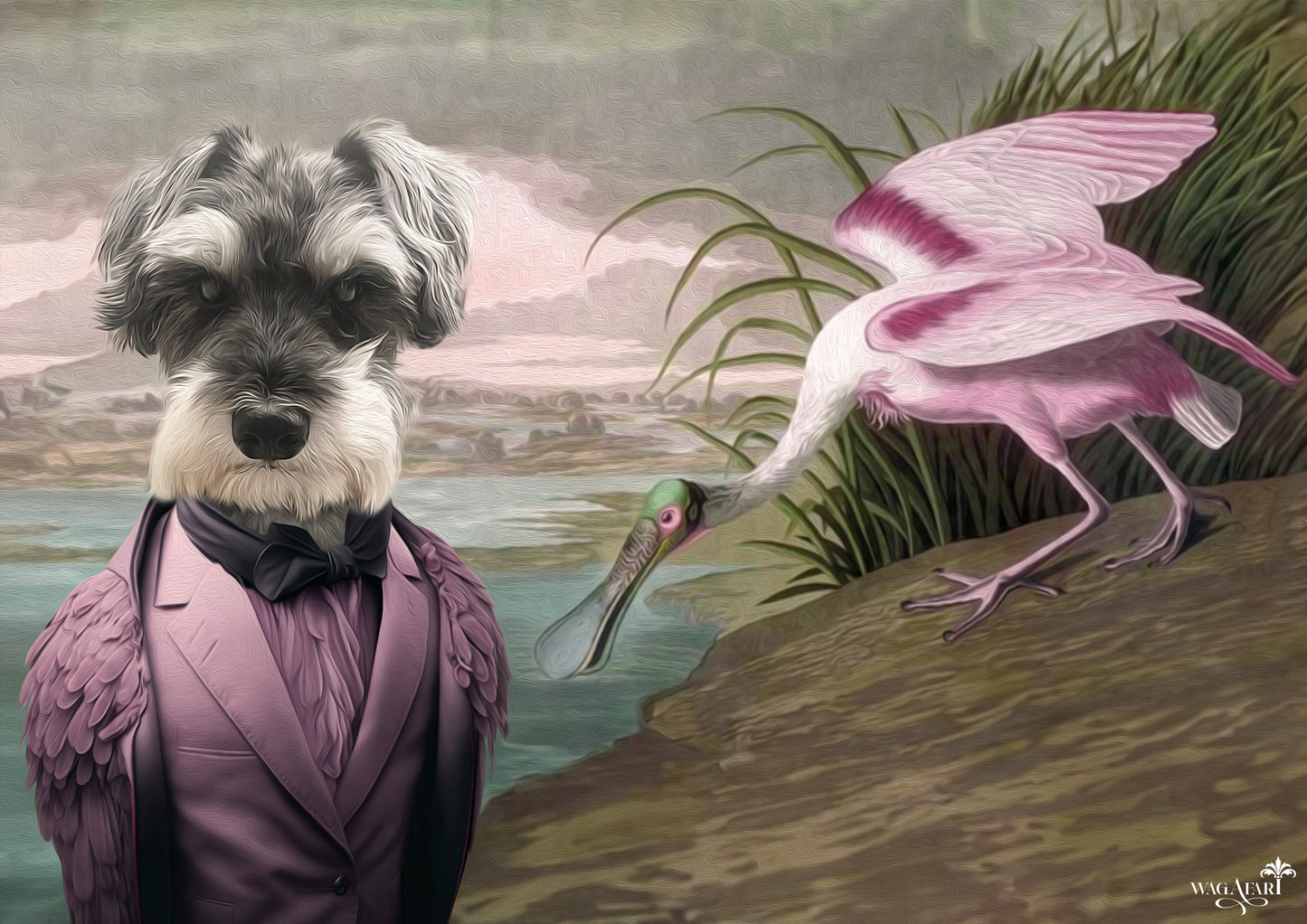 Vintage Dog Portrait - Roseate Spoonbill