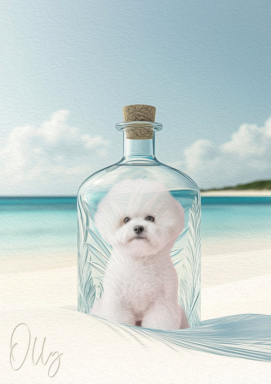 Bottled Memories Custom Dog Portrait - Aqua
