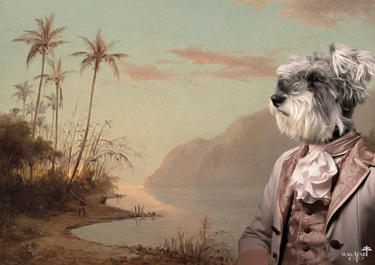 Vintage Dog Portrait - Cove with Palm Trees