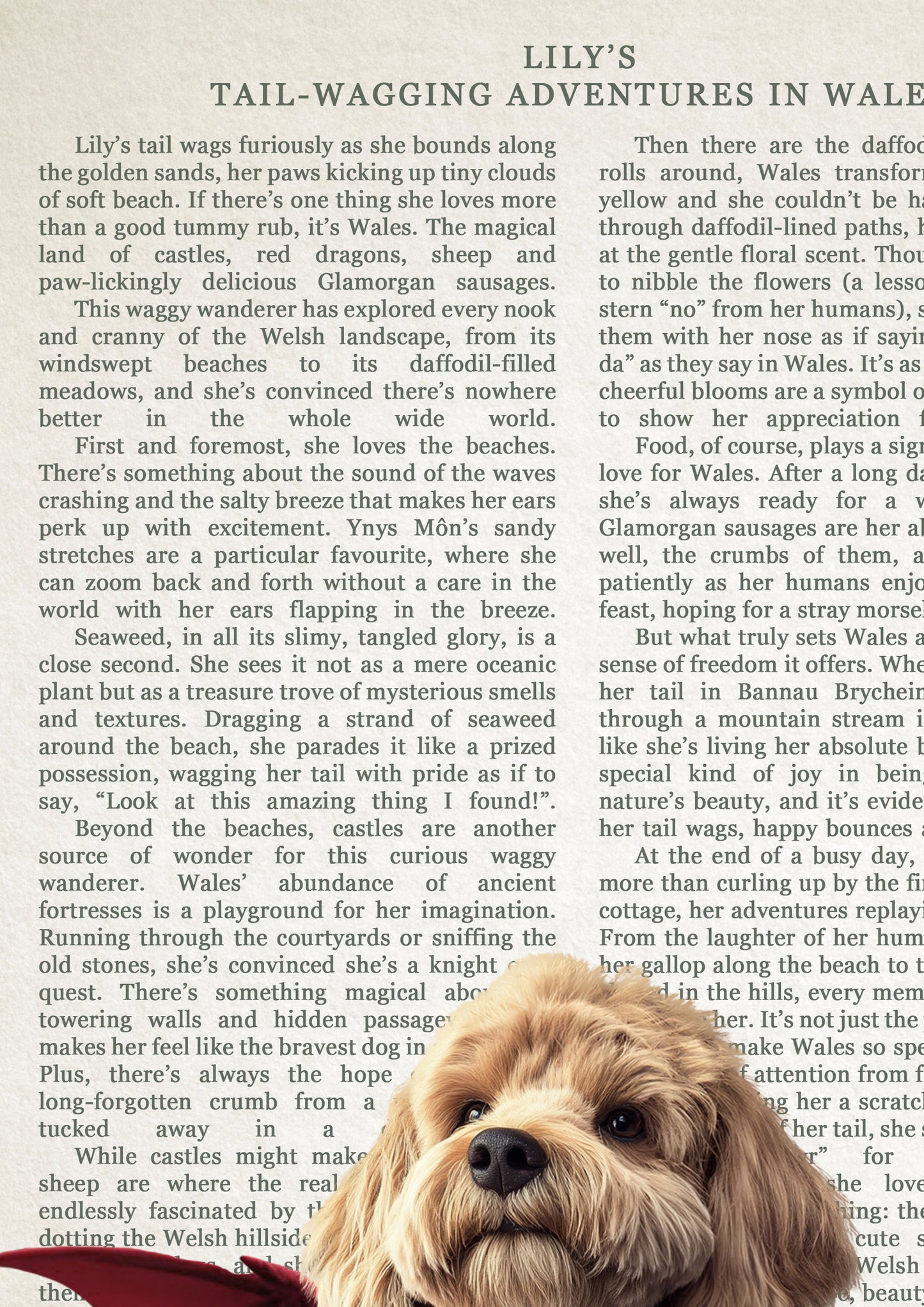 Dictionary Art - 'Tail-Wagging Adventures in Wales'